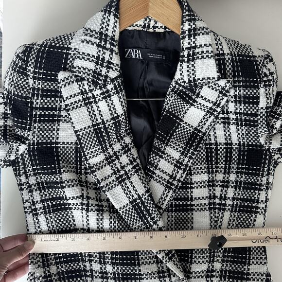 Zara Tweed Jacket Womens Small Double Breasted Blazer Equestrian Quiet Luxury - Picture 12 of 13